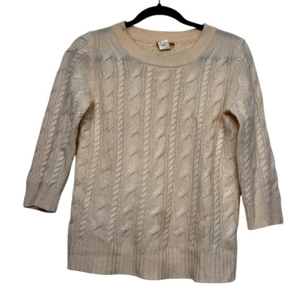 J.Crew 100% Cashmere Cable Knit Sweater Womens Small Italian Yarn Minimalist